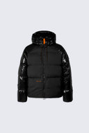 Doudoune mixte à capuche bi-matière Azael Bright Noir