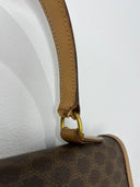 Celine Sac à main Maillon Triomphe — Toile monogrammée marron, détails cuir beige et hardware doré