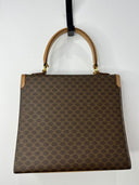 Celine Sac à main Maillon Triomphe — Toile monogrammée marron, détails cuir beige et hardware doré