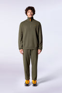 Pull mixte col zippé Lewis Patch Khaki