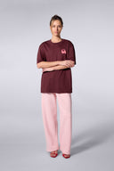 T-shirt Print Leonce Letter Mixte Bordeaux
