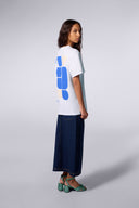T-shirt Print Geometry Leonce Mixte Blanc/Saphir