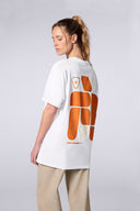 T-shirt Print Geometry Leonce Mixte Blanc/Orangette