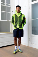 Fisherman Rib Knit Zip Up Lime Punch