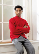 Fisherman Rib Zip Up Sweater Red