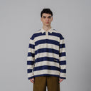 Striped LS Polo - Navy/OW