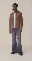 Veste en daim marron camel