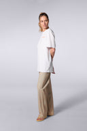 T-shirt Print Geometry Leonce Mixte Blanc/Orangette