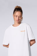 T-shirt Print Geometry Leonce Mixte Blanc/Orangette