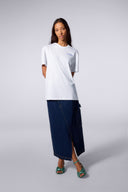 T-shirt Print Geometry Leonce Mixte Blanc/Saphir