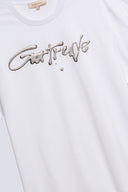 T-shirt Print Leonce Metallic Mixte Blanc