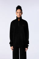 Pull mixte col zippé Lewis Patch Noir