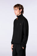 Pull mixte col zippé Lewis Patch Noir