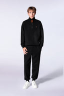 Pull mixte col zippé Lewis Patch Noir