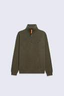 Pull mixte col zippé Lewis Patch Khaki