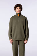 Pull mixte col zippé Lewis Patch Khaki