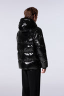 Doudoune à capuche coupe droite nylon glossy Vianney Bright Noir