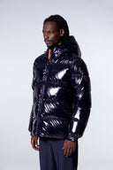 Doudoune à capuche coupe droite nylon glossy Vianney Bright Dark night