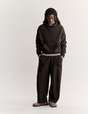WOOL FLEECE WIDE LEG JOG PANTS 0553 - DARK WOOD
