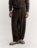 WOOL FLEECE WIDE LEG JOG PANTS 0553 - DARK WOOD