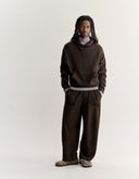 WOOL BLEND FLEECE COMFORT HOODIE 0553 - DARK WOOD