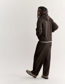 WOOL BLEND FLEECE COMFORT HOODIE 0553 - DARK WOOD