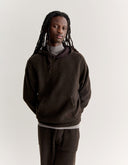 WOOL BLEND FLEECE COMFORT HOODIE 0553 - DARK WOOD