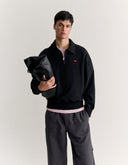 PROFILE FOX ZIPPED POLO SWEATSHIRT P199 - BLACK
