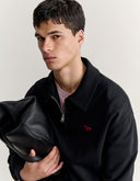 PROFILE FOX ZIPPED POLO SWEATSHIRT P199 - BLACK
