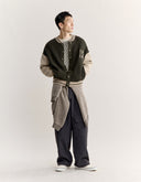 COLLEGE KNITTED CARDIGAN 0632 - BELUGA/ DUSTY BEIGE