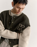 COLLEGE KNITTED CARDIGAN 0632 - BELUGA/ DUSTY BEIGE