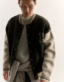 COLLEGE KNITTED CARDIGAN 0632 - BELUGA/ DUSTY BEIGE