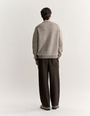 FOX HEAD WAFFLE STITCH COMFORT JUMPER 0624 - MOON BEIGE / DARKWOOD