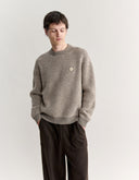 FOX HEAD WAFFLE STITCH COMFORT JUMPER 0624 - MOON BEIGE / DARKWOOD