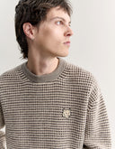 FOX HEAD WAFFLE STITCH COMFORT JUMPER 0624 - MOON BEIGE / DARKWOOD