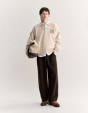 FOX HEAD INTARSIA MERINO POLO JUMPER 0625 - DUSTY BEIGE / TAUPE MELANGE