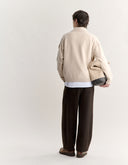 FOX HEAD INTARSIA MERINO POLO JUMPER 0625 - DUSTY BEIGE / TAUPE MELANGE
