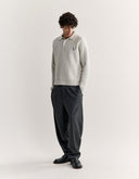 FOX HEAD WOOL RIBBED POLO JUMPER H120 - LIGHT GREY MELANGE