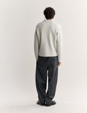 FOX HEAD WOOL RIBBED POLO JUMPER H120 - LIGHT GREY MELANGE