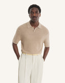 TEXTURED MERINO COTTON SHORT SLEEVE POLO