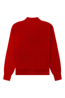 Fisherman Rib Zip Up Sweater Red