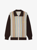 Le cardigan à rayures marron
